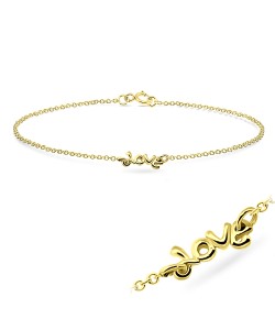 Gold Plated Cute Love Word Silver Bracelet BRS-11-GP